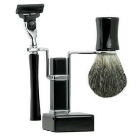 Shaving Set – Ebony Square Base Stand 3pc