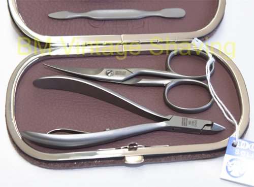 DOVO Manicure Set in Violet Cowhide Leather Case