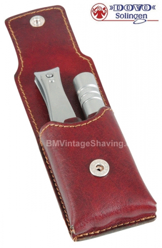 Dovo Nail Clipper and Nose Hair Trimmer, Brown Leather Case