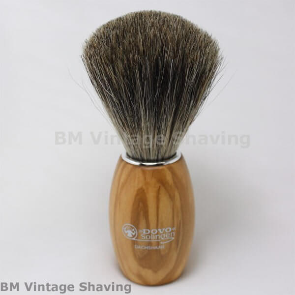 Dovo Pure Badger Shaving Brush - Olive Wood Handle