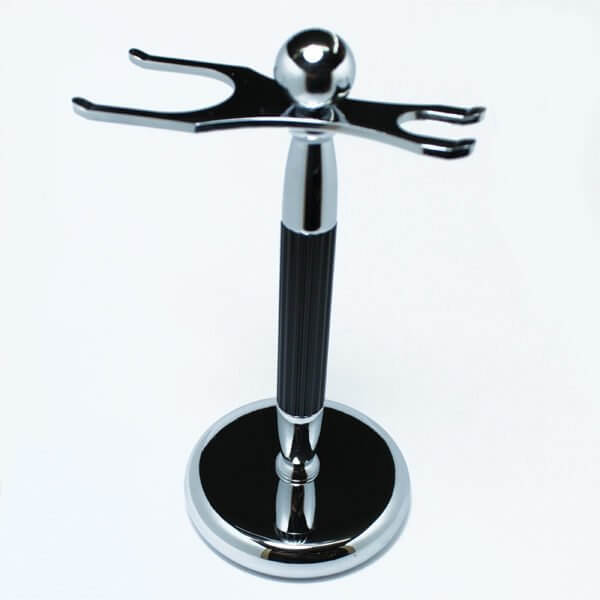 Shaving Razor and Brush Stand - Chrome Black