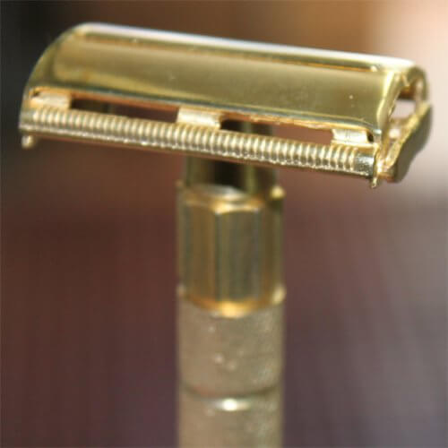 Double Edge Safety Razor, Long Handle - Gold