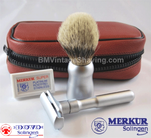 Dovo/Merkur Travel Shaving Set, Satin