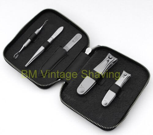 Dovo 5pc Manicure Set in Black Napa Leather Case