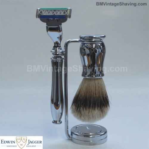 Edwin Jagger Chatsworth Mach3 Shaving Set Chrome