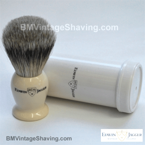 Edwin Jagger Ivory Travel Shaving Brush Super Badger