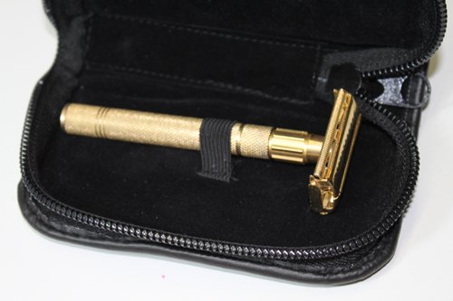 Double Edge Safety Razor - Long Handle - Gold