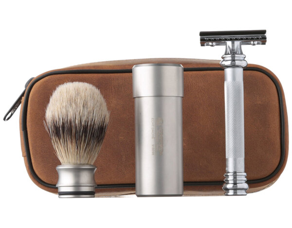 Dovo Shaving Set Brown Zipper Case